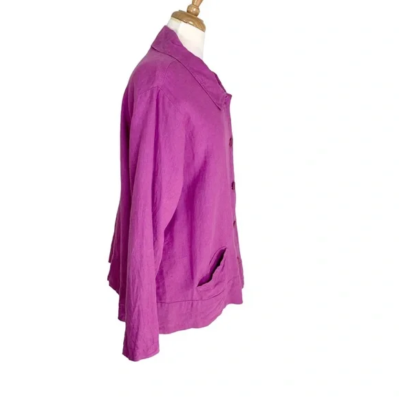 Flax Tour Linen Jacket in Sangria Size M - Picture 7 of 8